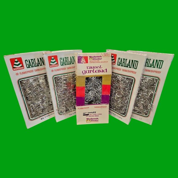 Vintage Lot Barcana Silver Tinsel Christmas Garland Flame/Tarnishproof (180 ft) - Picture 2 of 15
